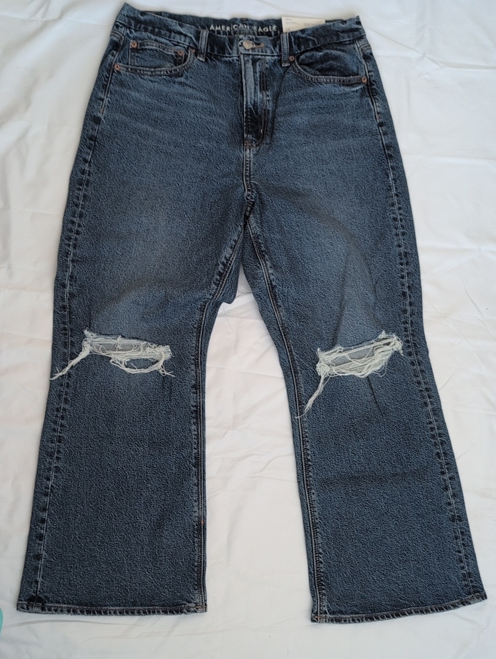 NWT American Eagle Outfitters Curvy 90's Boot cut Distressed Jeans 14 Short